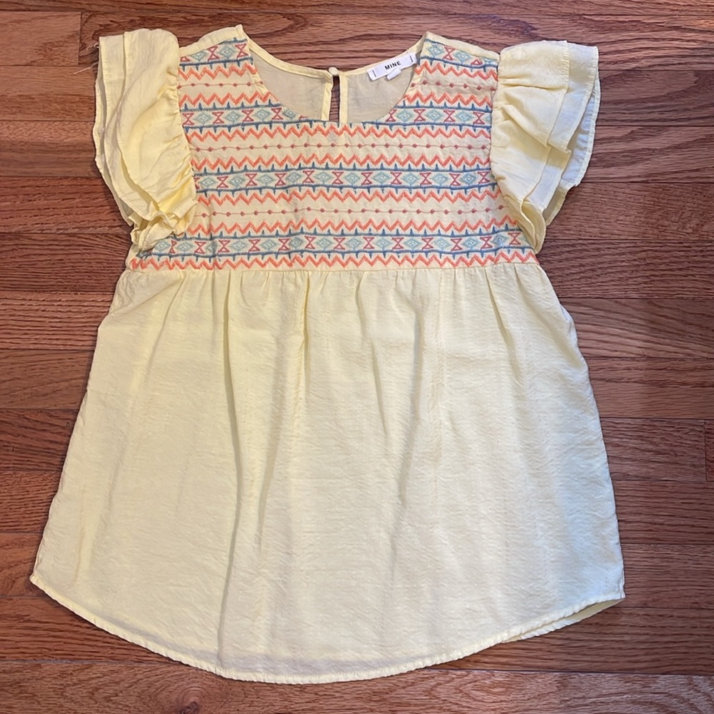 Mine Yellow Embroidered Top